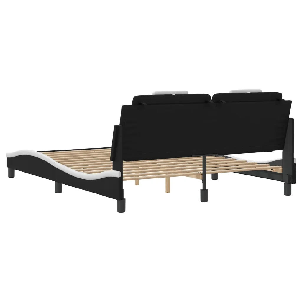 Letto matrimoniale | Letto per adulti | Giroletto Viana con LED senza Materasso Nero e Bianco 160x200 cm - Image 10