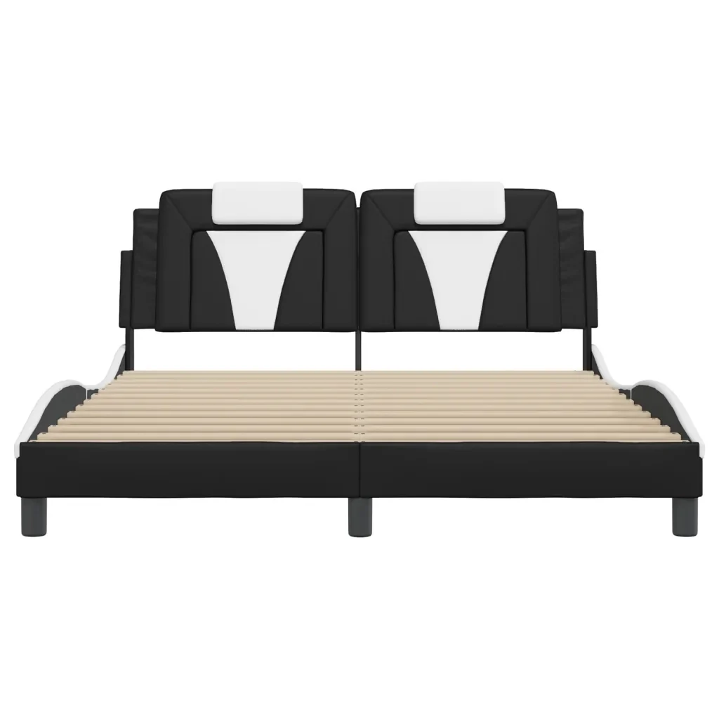 Letto matrimoniale | Letto per adulti | Giroletto Viana con LED senza Materasso Nero e Bianco 160x200 cm - Image 6