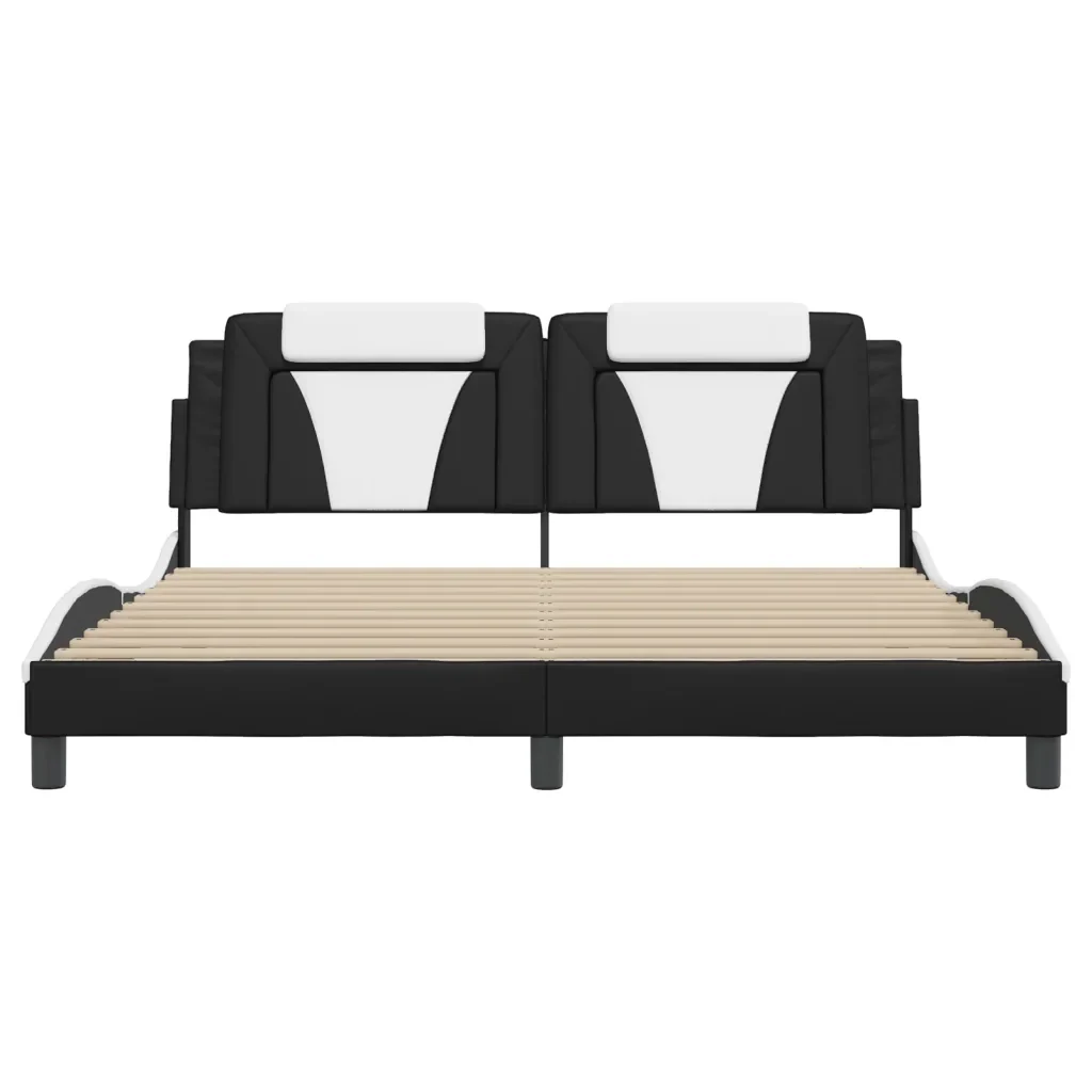 Letto matrimoniale | Letto per adulti | Giroletto Viana con LED senza Materasso Nero e Bianco 180x200 cm - Image 6
