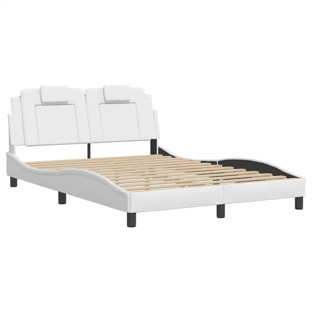 Letto matrimoniale | Letto per adulti | Giroletto Viana senza Materasso Bianco 120x200 cm in Similpelle - Image 4