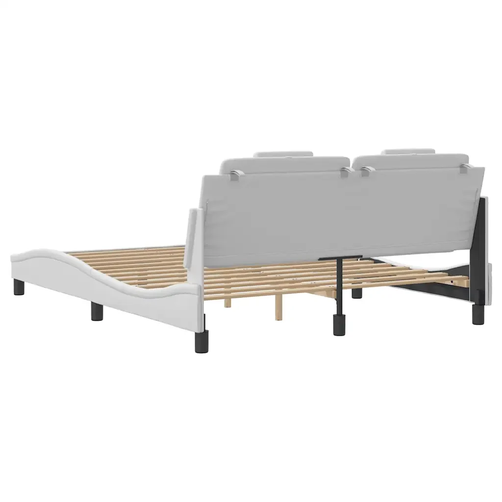 Letto matrimoniale | Letto per adulti | Giroletto Viana senza Materasso Bianco 160x200 cm in Similpelle - Image 6