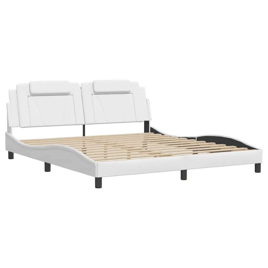 Letto matrimoniale | Letto per adulti | Giroletto Viana senza Materasso Bianco 180x200 cm in Similpelle - Image 4