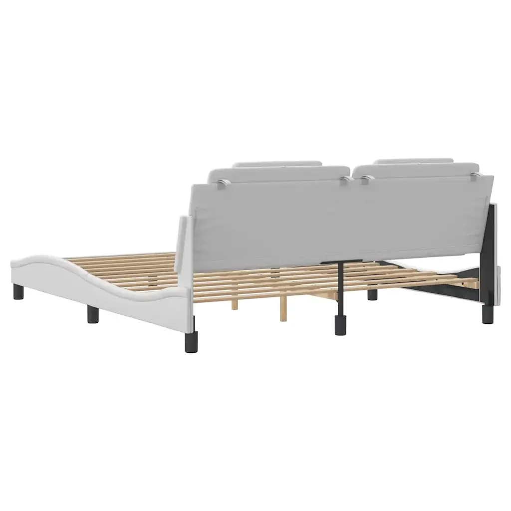 Letto matrimoniale | Letto per adulti | Giroletto Viana senza Materasso Bianco 180x200 cm in Similpelle - Image 6