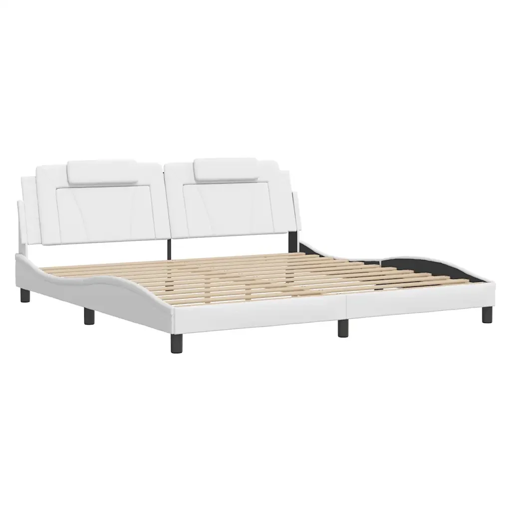 Letto matrimoniale | Letto per adulti | Giroletto Viana senza Materasso Bianco 200x200 cm in Similpelle - Image 4
