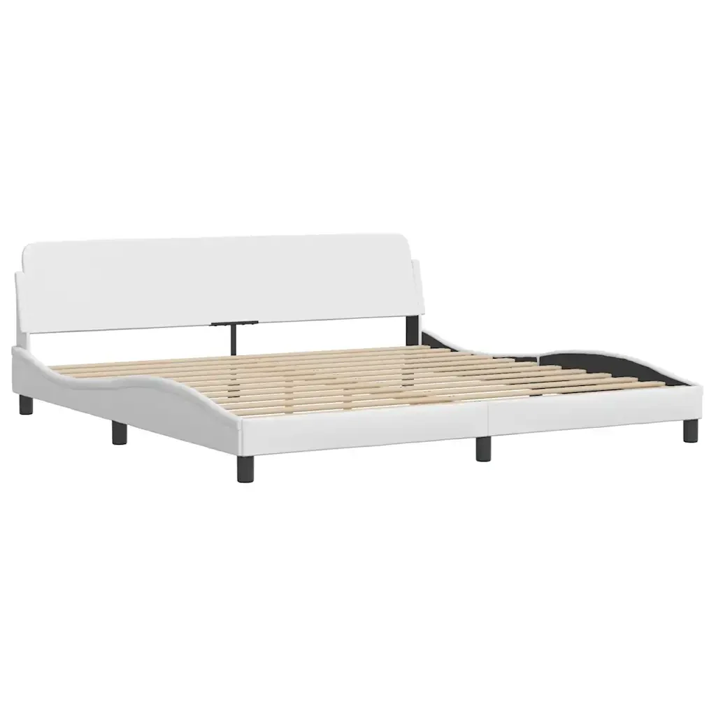 Letto matrimoniale | Letto per adulti | Giroletto Viana senza Materasso Bianco 200x200 cm in Similpelle - Image 5