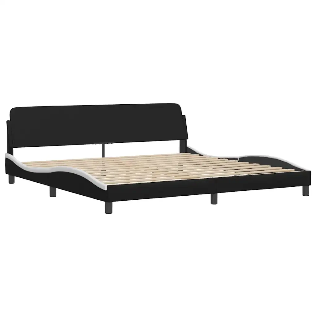 Letto matrimoniale | Letto per adulti | Giroletto Viana senza Materasso Bianco e Nero 200x200 cm in Similpelle - Image 5