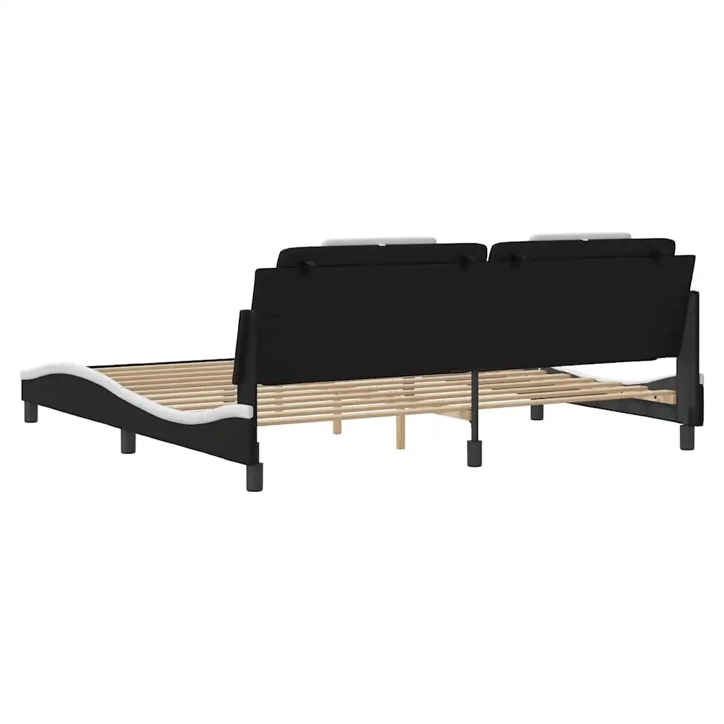 Letto matrimoniale | Letto per adulti | Giroletto Viana senza Materasso Bianco e Nero 200x200 cm in Similpelle - Image 6