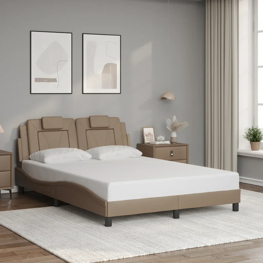 Letto matrimoniale | Letto per adulti | Giroletto Viana senza Materasso Cappuccino 120x200 cm in Similpelle - Image 2