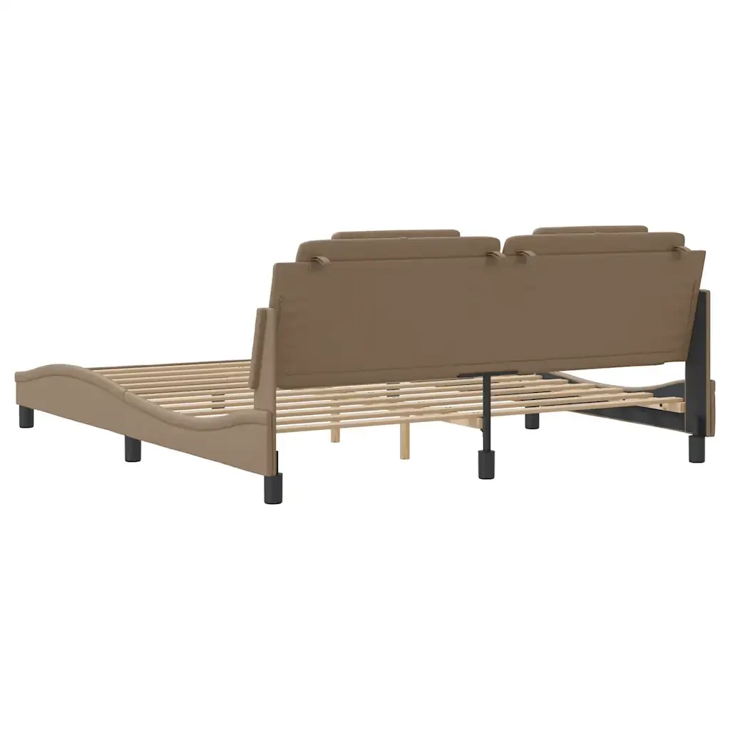 Letto matrimoniale | Letto per adulti | Giroletto Viana senza Materasso Cappuccino 180x200 cm in Similpelle - Image 6