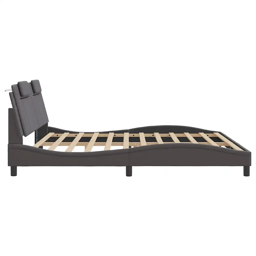Letto matrimoniale | Letto per adulti | Giroletto Viana senza Materasso Grigio 200x200 cm in Similpelle - Image 7