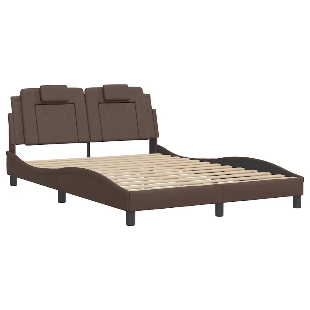 Letto matrimoniale | Letto per adulti | Giroletto Viana senza Materasso Marrone 120x200 cm in Similpelle - Image 4