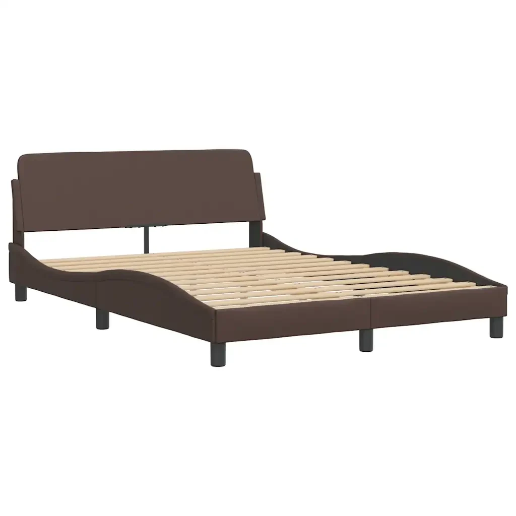 Letto matrimoniale | Letto per adulti | Giroletto Viana senza Materasso Marrone 140x190 cm in Similpelle - Image 5
