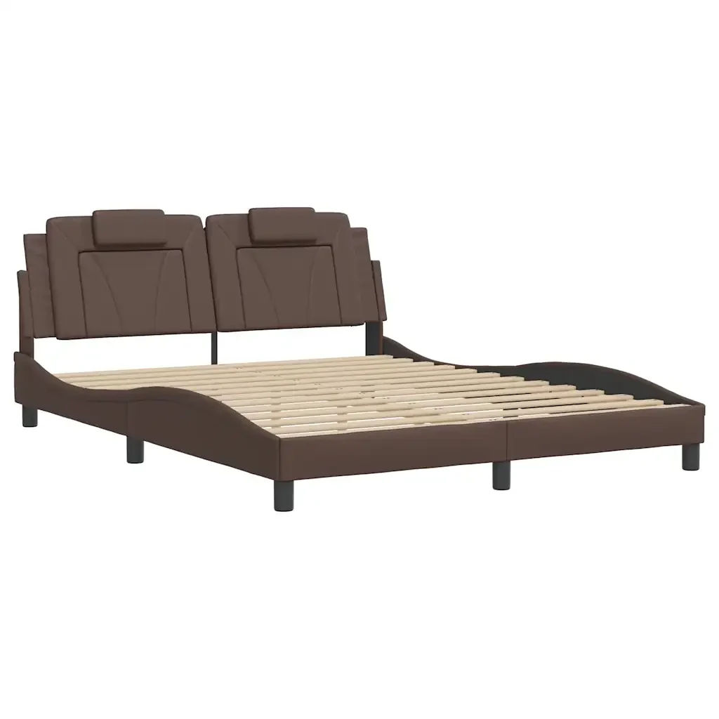 Letto matrimoniale | Letto per adulti | Giroletto Viana senza Materasso Marrone 160x200 cm in Similpelle - Image 3