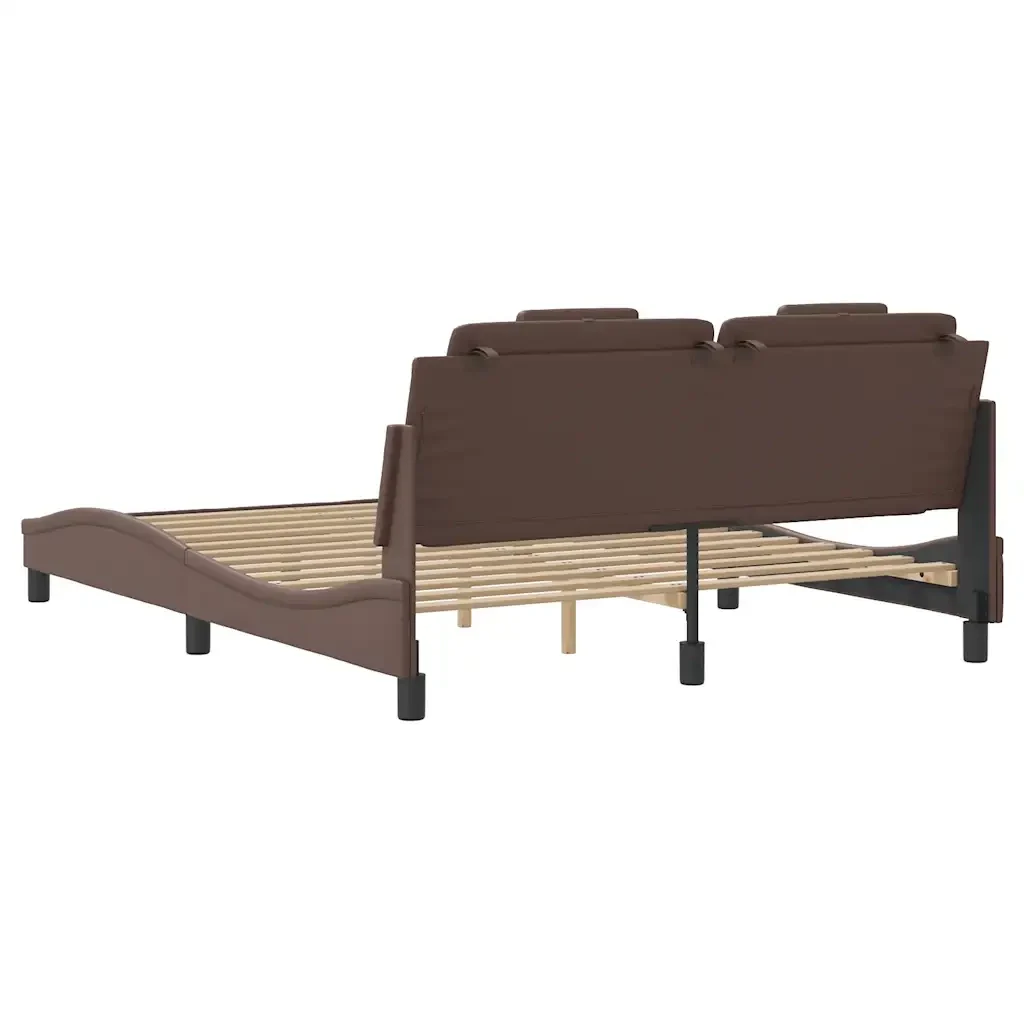Letto matrimoniale | Letto per adulti | Giroletto Viana senza Materasso Marrone 160x200 cm in Similpelle - Image 6