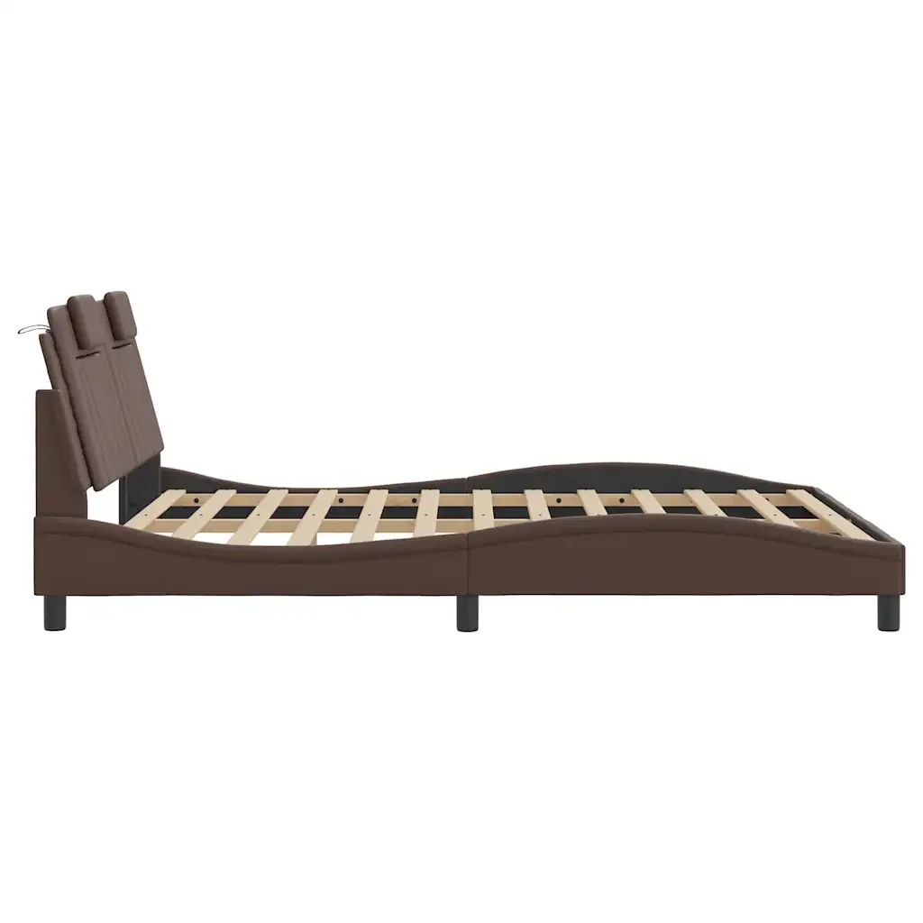 Letto matrimoniale | Letto per adulti | Giroletto Viana senza Materasso Marrone 160x200 cm in Similpelle - Image 7
