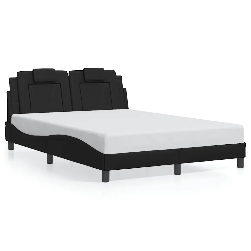 Letto matrimoniale | Letto per adulti | Giroletto Viana senza Materasso Nero 140x200 cm in Similpelle