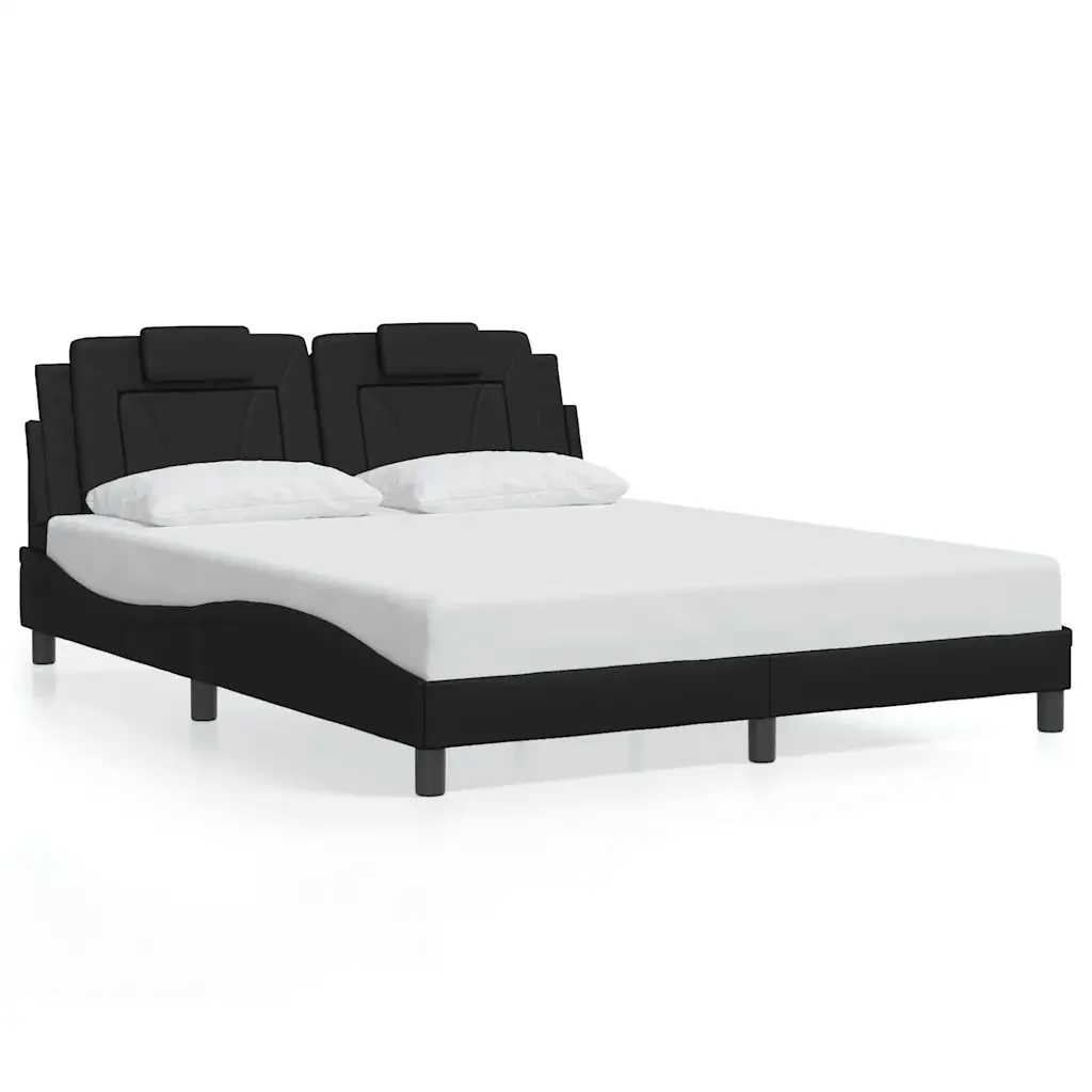 Letto matrimoniale | Letto per adulti | Giroletto Viana senza Materasso Nero 160x200 cm in Similpelle