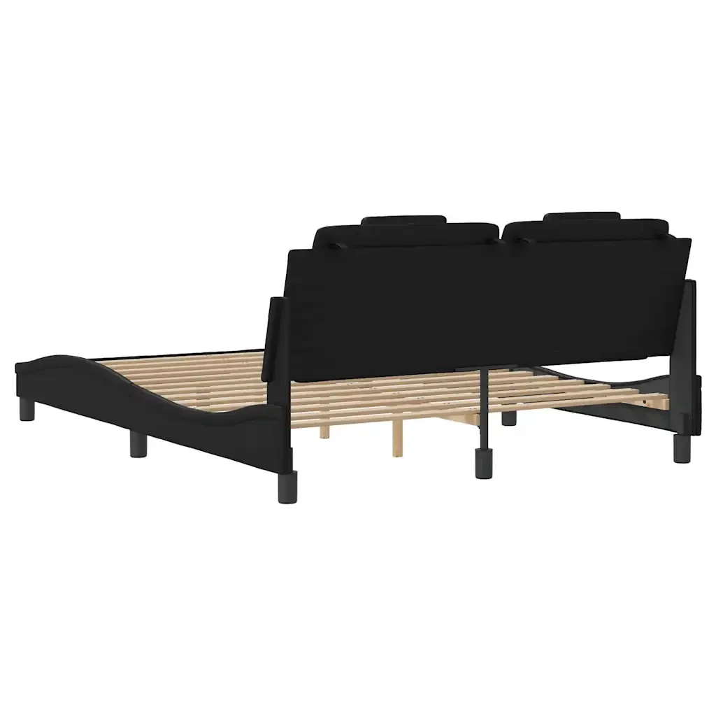 Letto matrimoniale | Letto per adulti | Giroletto Viana senza Materasso Nero 160x200 cm in Similpelle - Image 6
