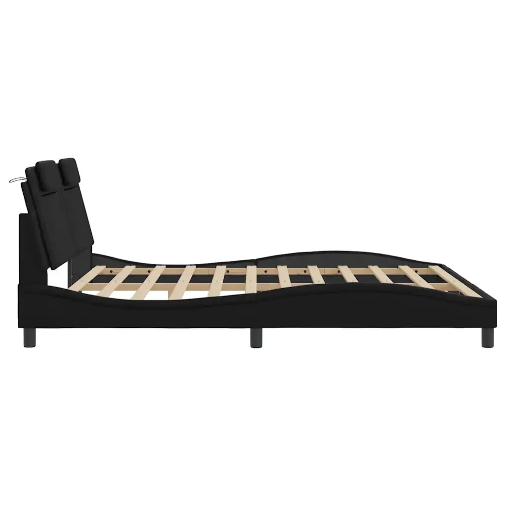 Letto matrimoniale | Letto per adulti | Giroletto Viana senza Materasso Nero 180x200 cm in Similpelle - Image 7