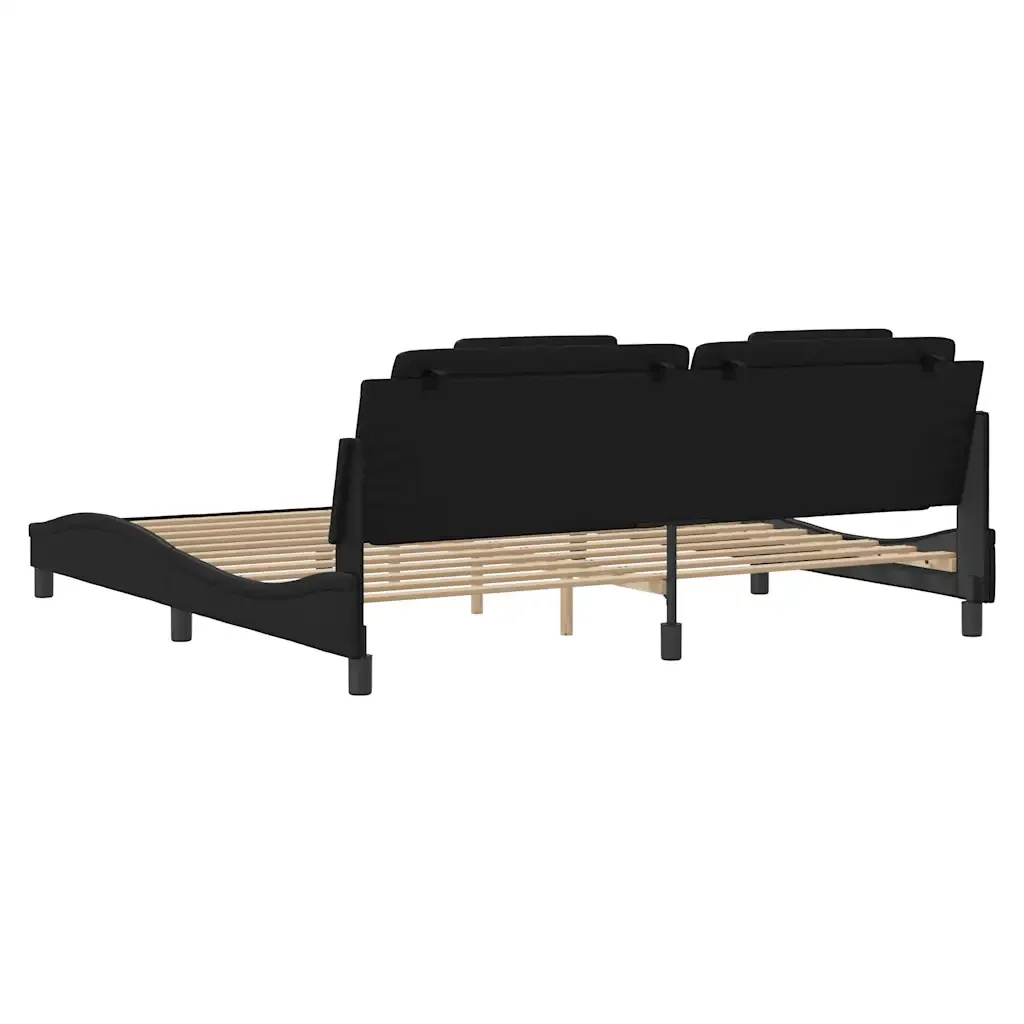 Letto matrimoniale | Letto per adulti | Giroletto Viana senza Materasso Nero 200x200 cm in Similpelle - Image 6