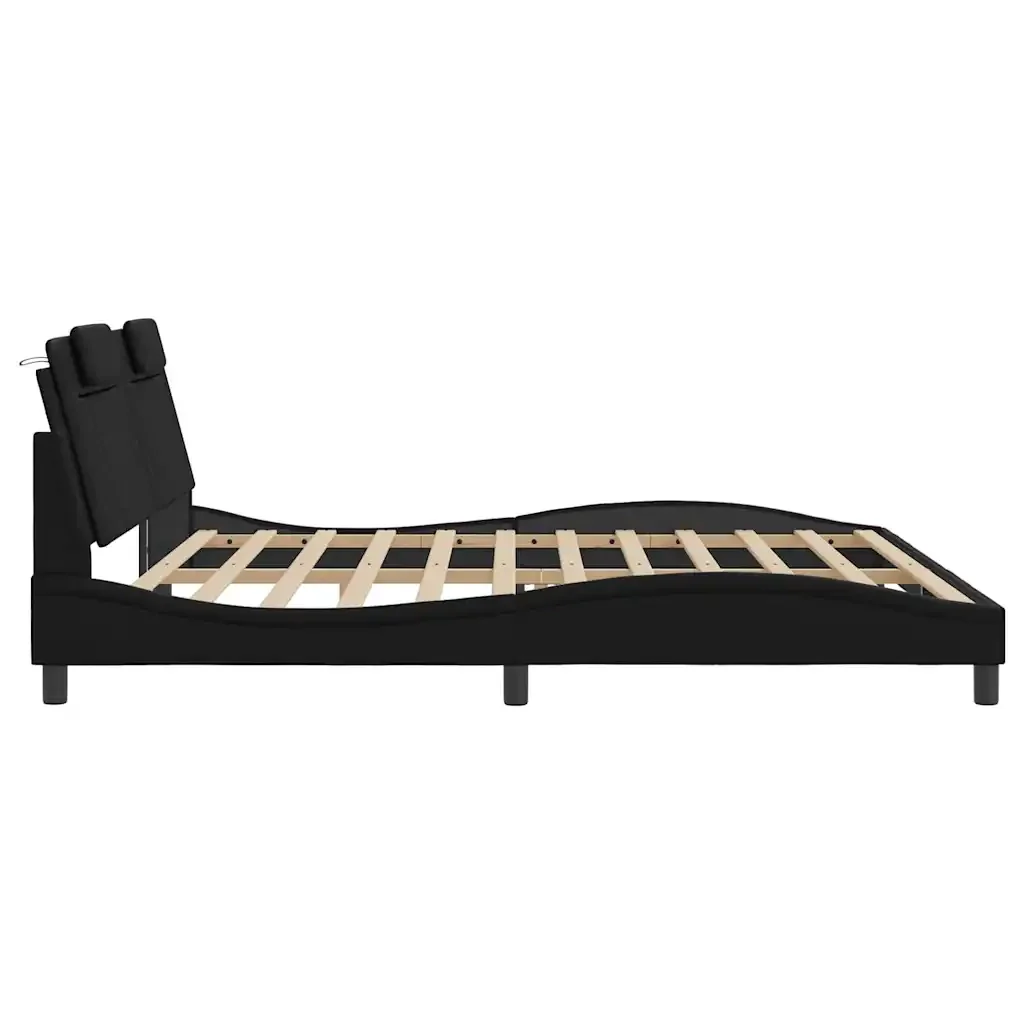 Letto matrimoniale | Letto per adulti | Giroletto Viana senza Materasso Nero 200x200 cm in Similpelle - Image 7
