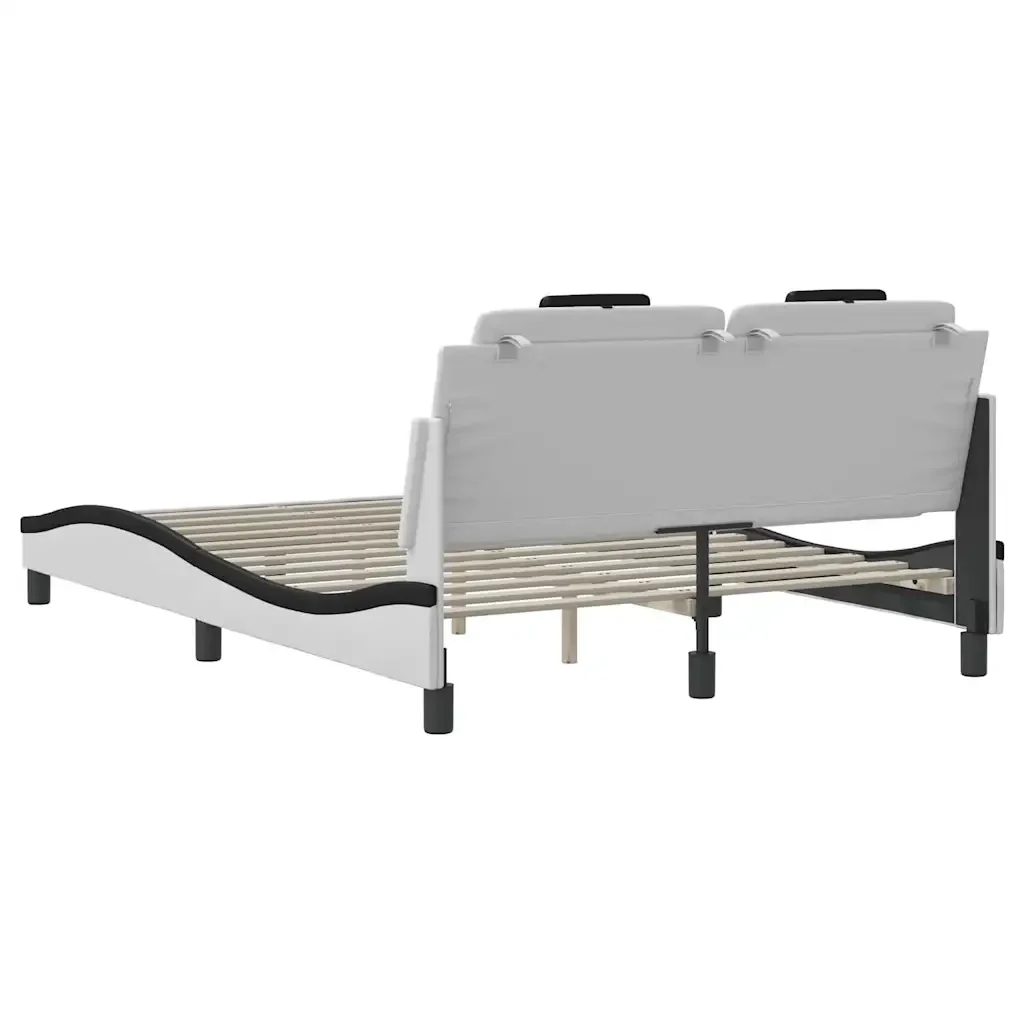 Letto matrimoniale | Letto per adulti | Giroletto Viana senza Materasso Nero e Bianco 120x200 cm in Similpelle - Image 6