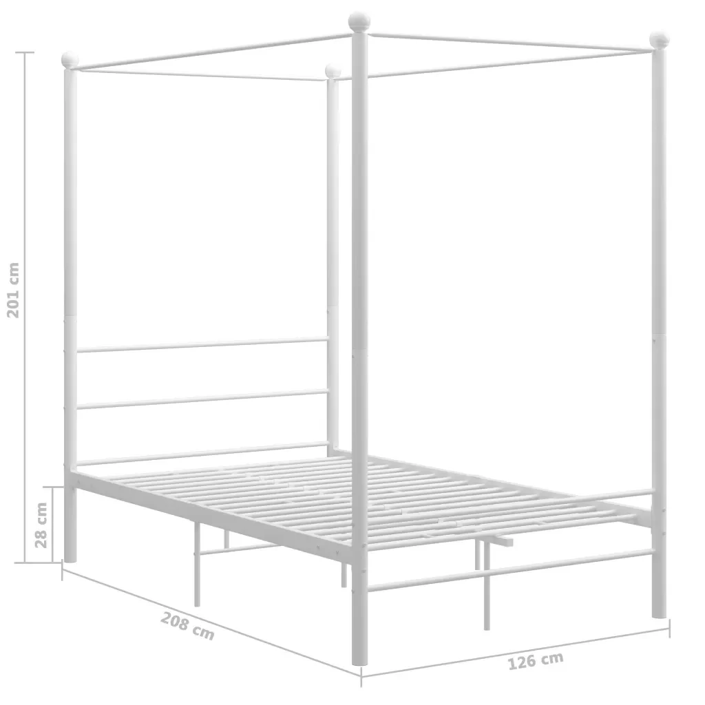 Letto matrimoniale | Letto per adulti | Letto a Baldacchino Bianco in Metallo 120x200 cm - Image 6
