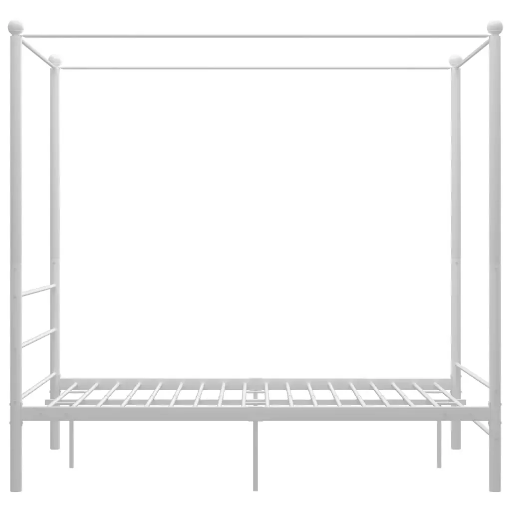 Letto matrimoniale | Letto per adulti | Letto a Baldacchino Bianco in Metallo 140x200 cm - Image 4