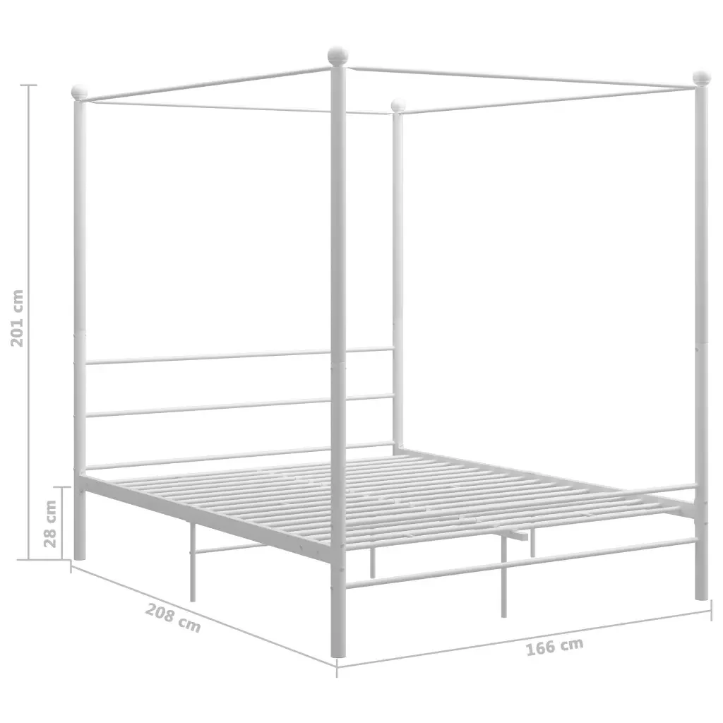 Letto matrimoniale | Letto per adulti | Letto a Baldacchino Bianco in Metallo 160x200 cm - Image 5