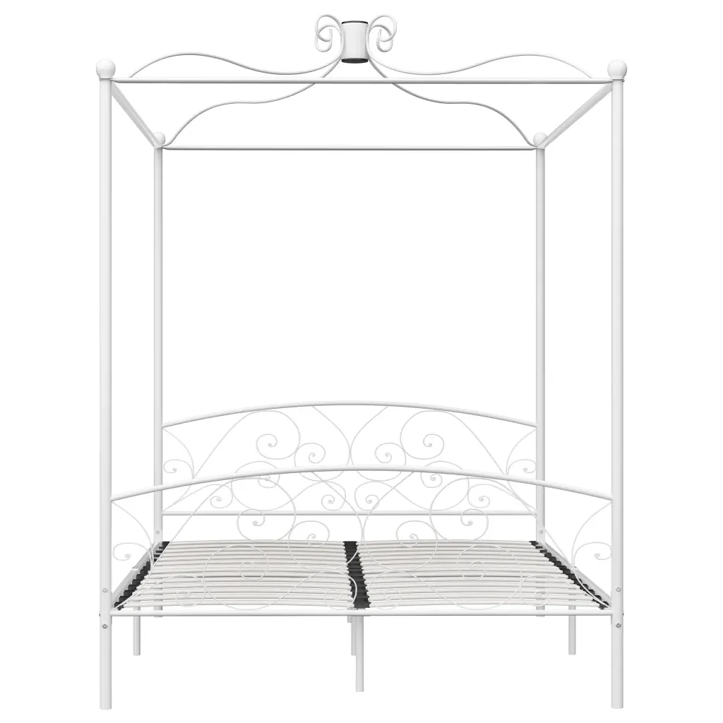 Letto matrimoniale | Letto per adulti | Letto a Baldacchino Bianco in Metallo 160x200 cm - Image 3