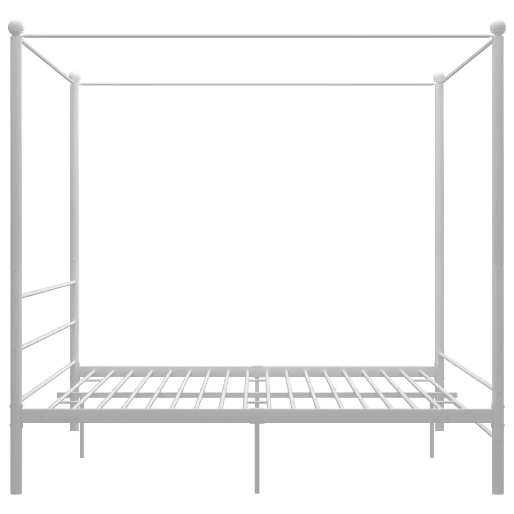 Letto matrimoniale | Letto per adulti | Letto a Baldacchino Bianco in Metallo 180x200 cm - Image 4