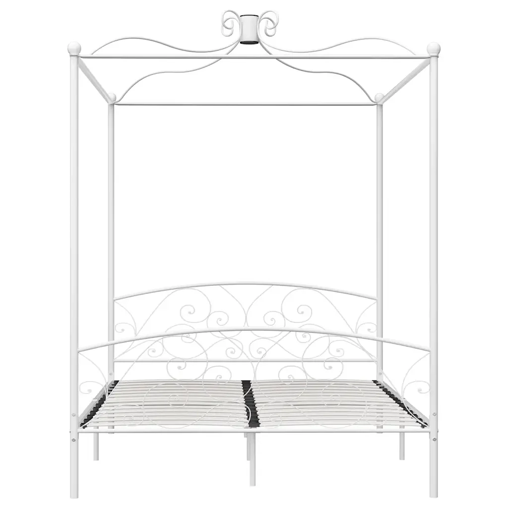 Letto matrimoniale | Letto per adulti | Letto a Baldacchino Bianco in Metallo 180x200 cm - Image 4
