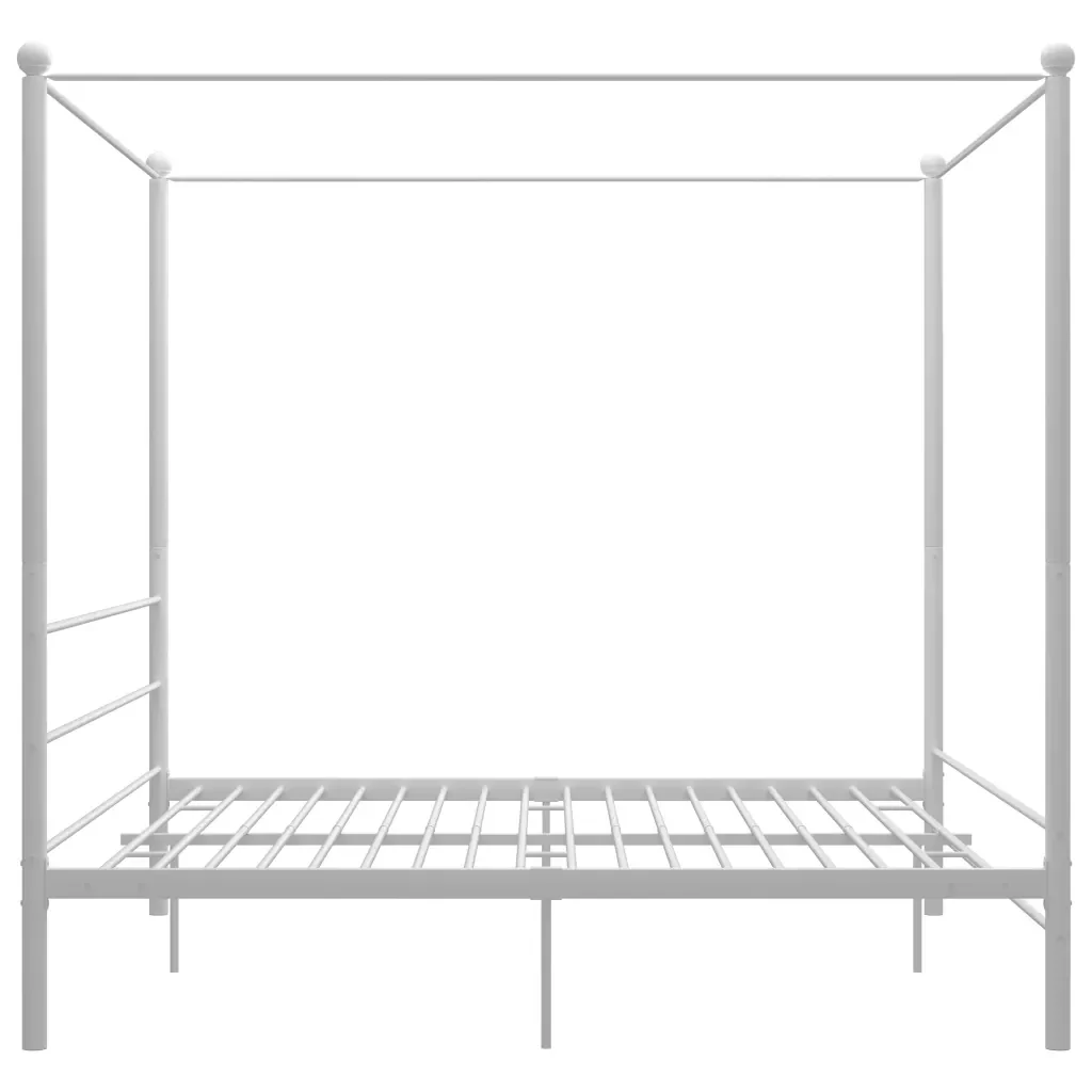 Letto matrimoniale | Letto per adulti | Letto a Baldacchino Bianco in Metallo 200x200 cm - Image 3