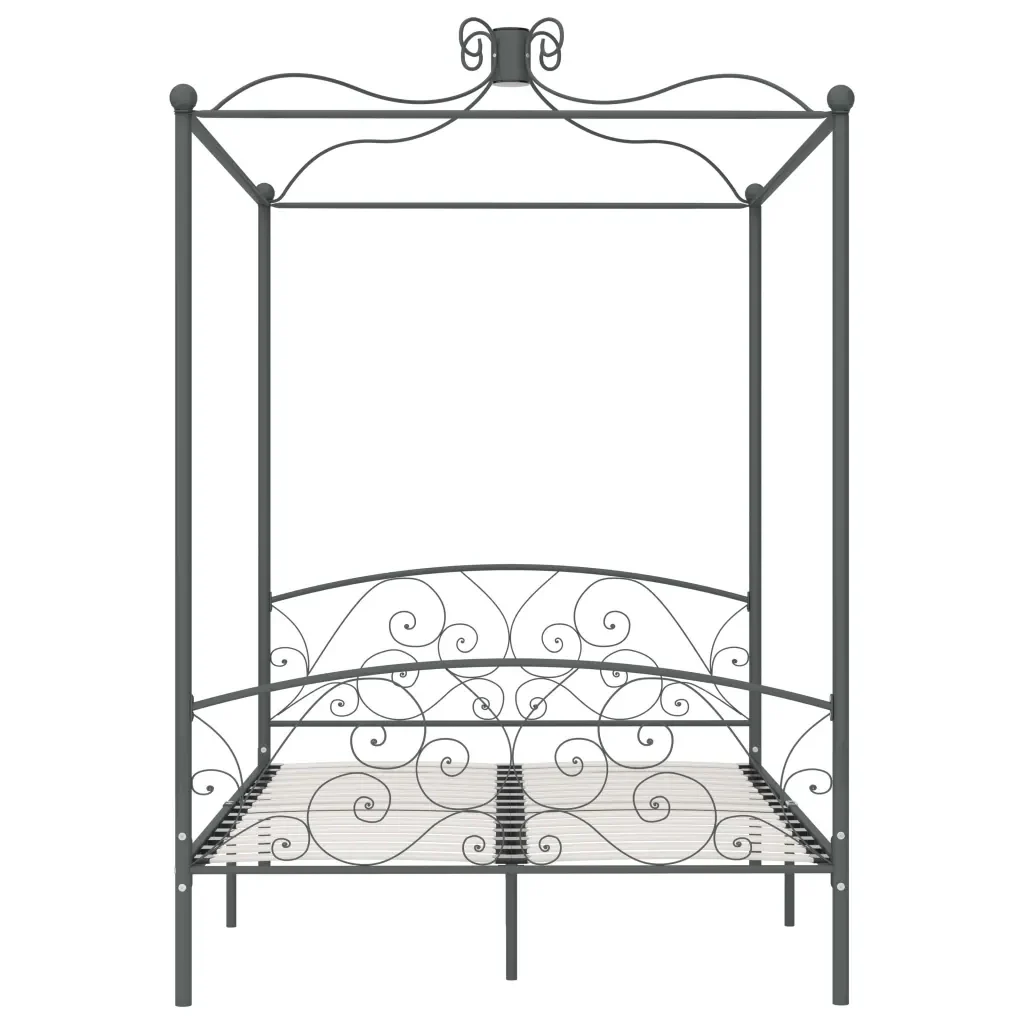 Letto matrimoniale | Letto per adulti | Letto a Baldacchino Grigio in Metallo 120x200 cm - Image 3