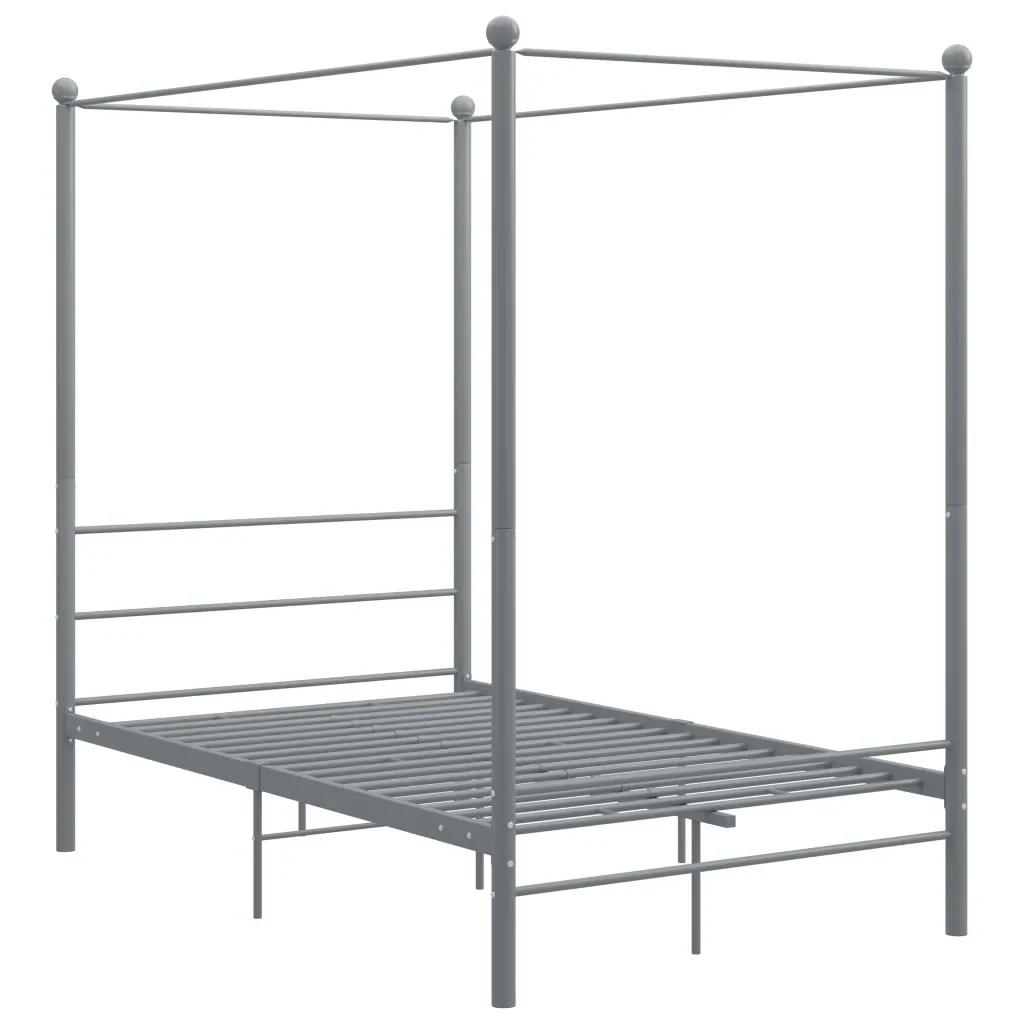 Letto matrimoniale | Letto per adulti | Letto a Baldacchino Grigio in Metallo 140x200 cm