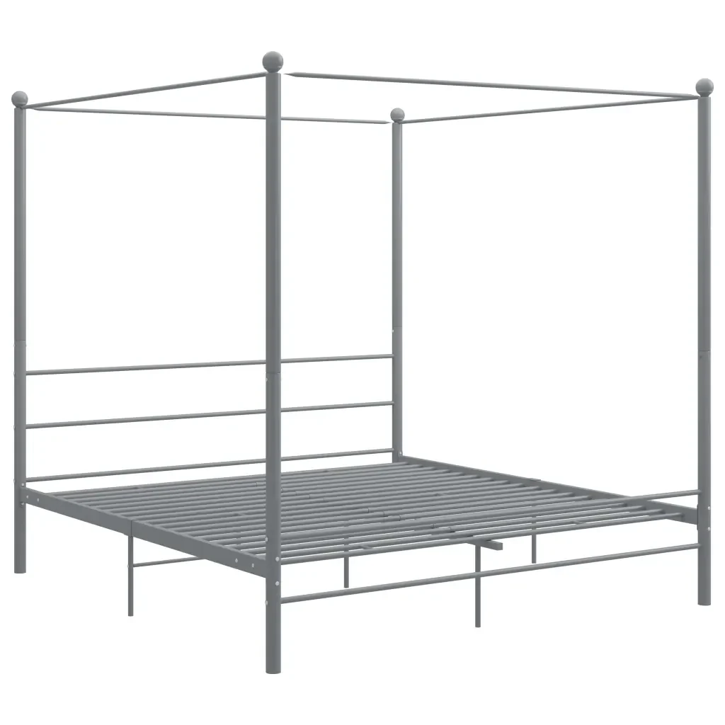 Letto matrimoniale | Letto per adulti | Letto a Baldacchino Grigio in Metallo 180x200 cm - Image 2