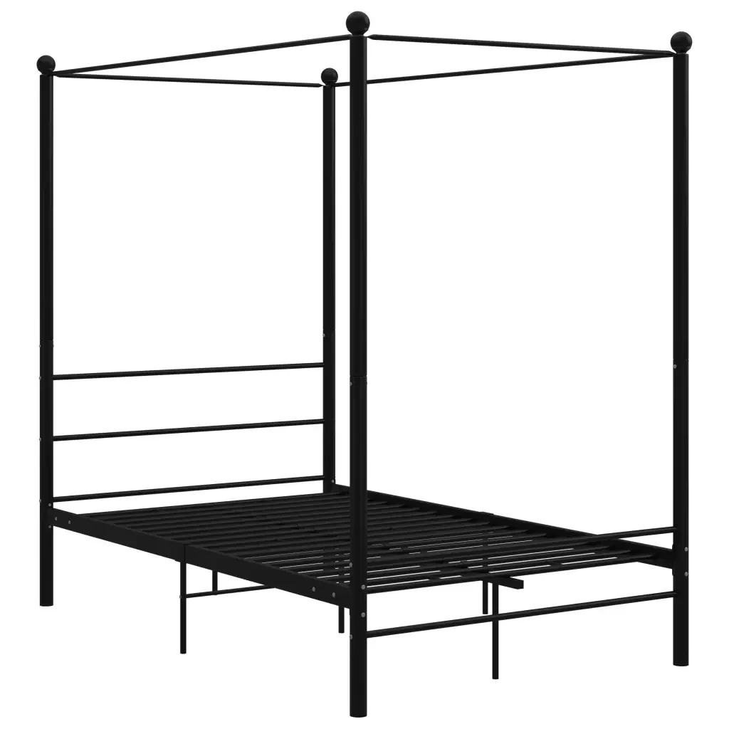 Letto matrimoniale | Letto per adulti | Letto a Baldacchino Nero in Metallo 140x200 cm - Image 2