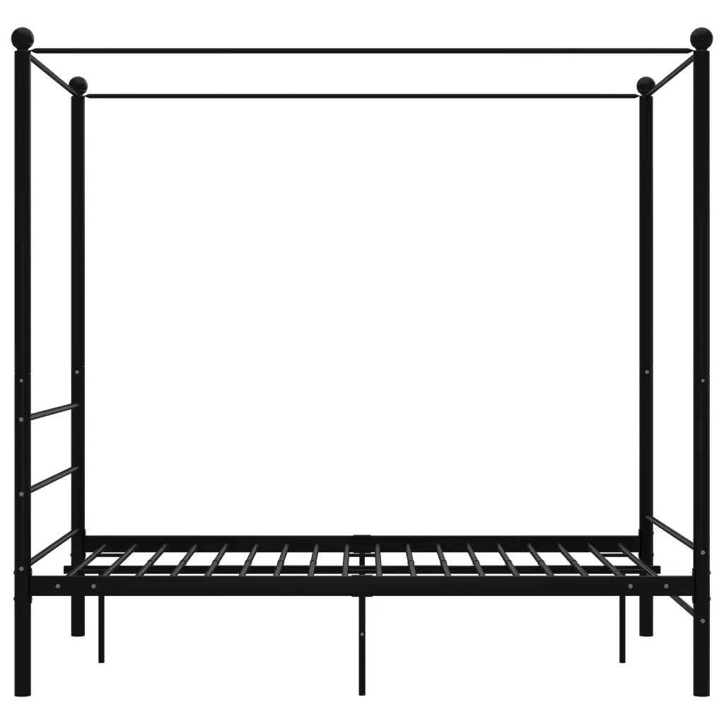 Letto matrimoniale | Letto per adulti | Letto a Baldacchino Nero in Metallo 140x200 cm - Image 4