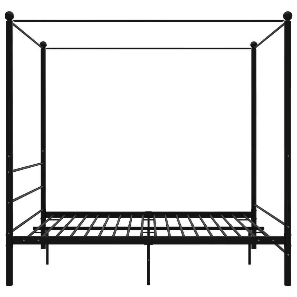 Letto matrimoniale | Letto per adulti | Letto a Baldacchino Nero in Metallo 200x200 cm - Image 3