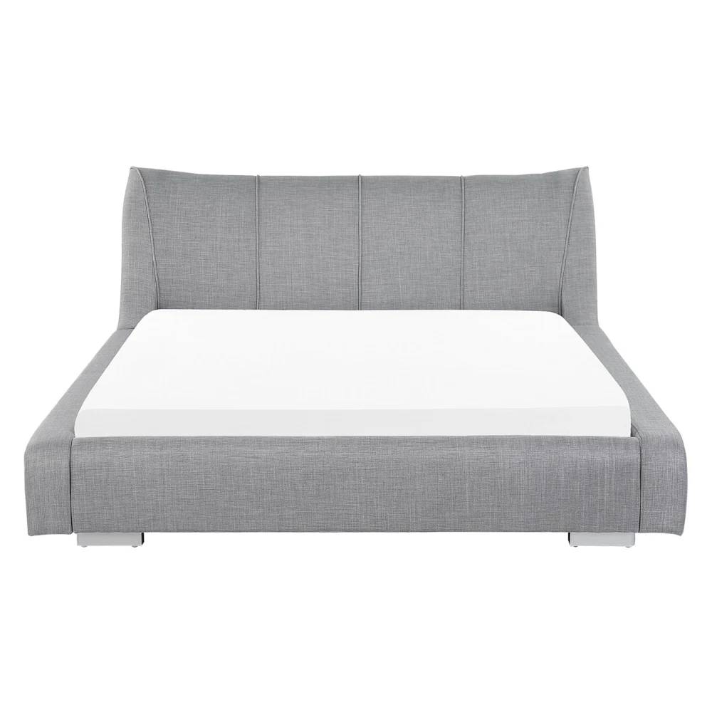 Letto matrimoniale Tessuto color Grigio 160 x 200 cm Rete A Doghe Testiera imbottita stile moderno - Image 2