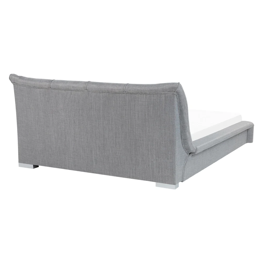 Letto matrimoniale Tessuto color Grigio 160 x 200 cm Rete A Doghe Testiera imbottita stile moderno - Image 3