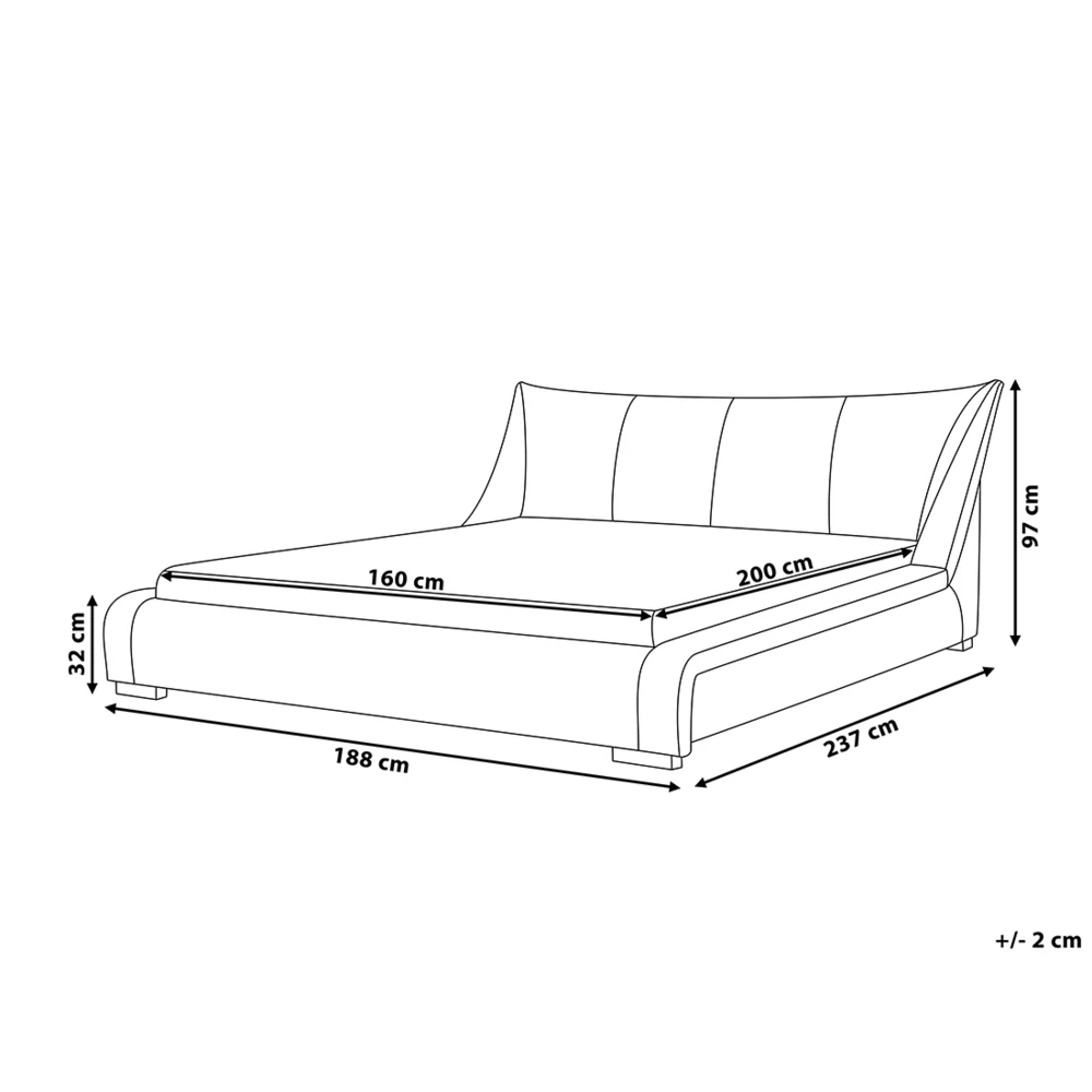 Letto matrimoniale Tessuto color Grigio 160 x 200 cm Rete A Doghe Testiera imbottita stile moderno - Image 5