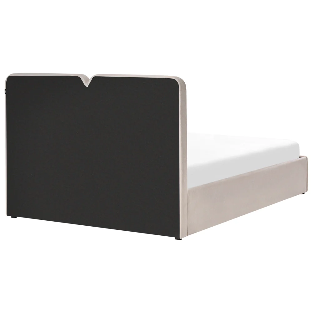 Letto ottomano color beige in tessuto 160 x 200 cm Testiera imbottita Rete a doghe sollevabile - Image 6