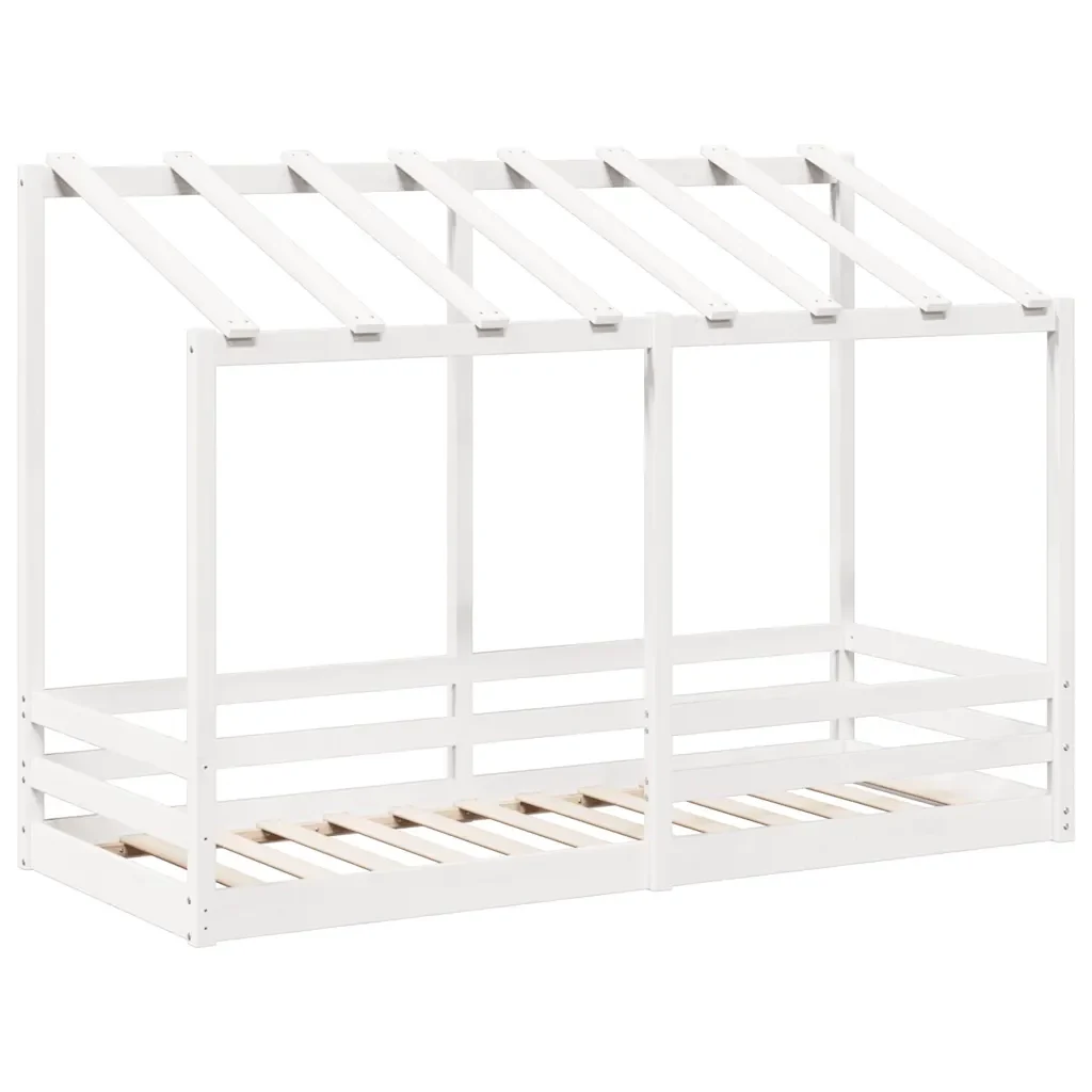 Letto per Bambini con Tetto Bianco 90x190cm Legno Massello Pino 847007 - Image 3