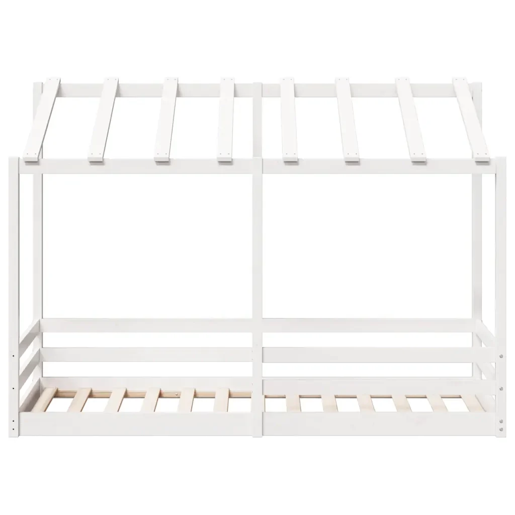 Letto per Bambini con Tetto Bianco 90x190cm Legno Massello Pino 847007 - Image 4
