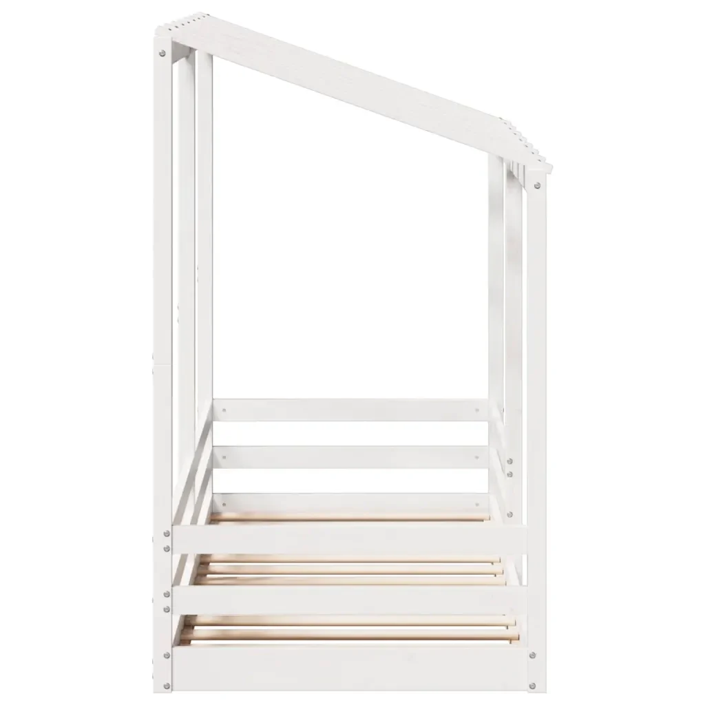 Letto per Bambini con Tetto Bianco 90x190cm Legno Massello Pino 847007 - Image 5