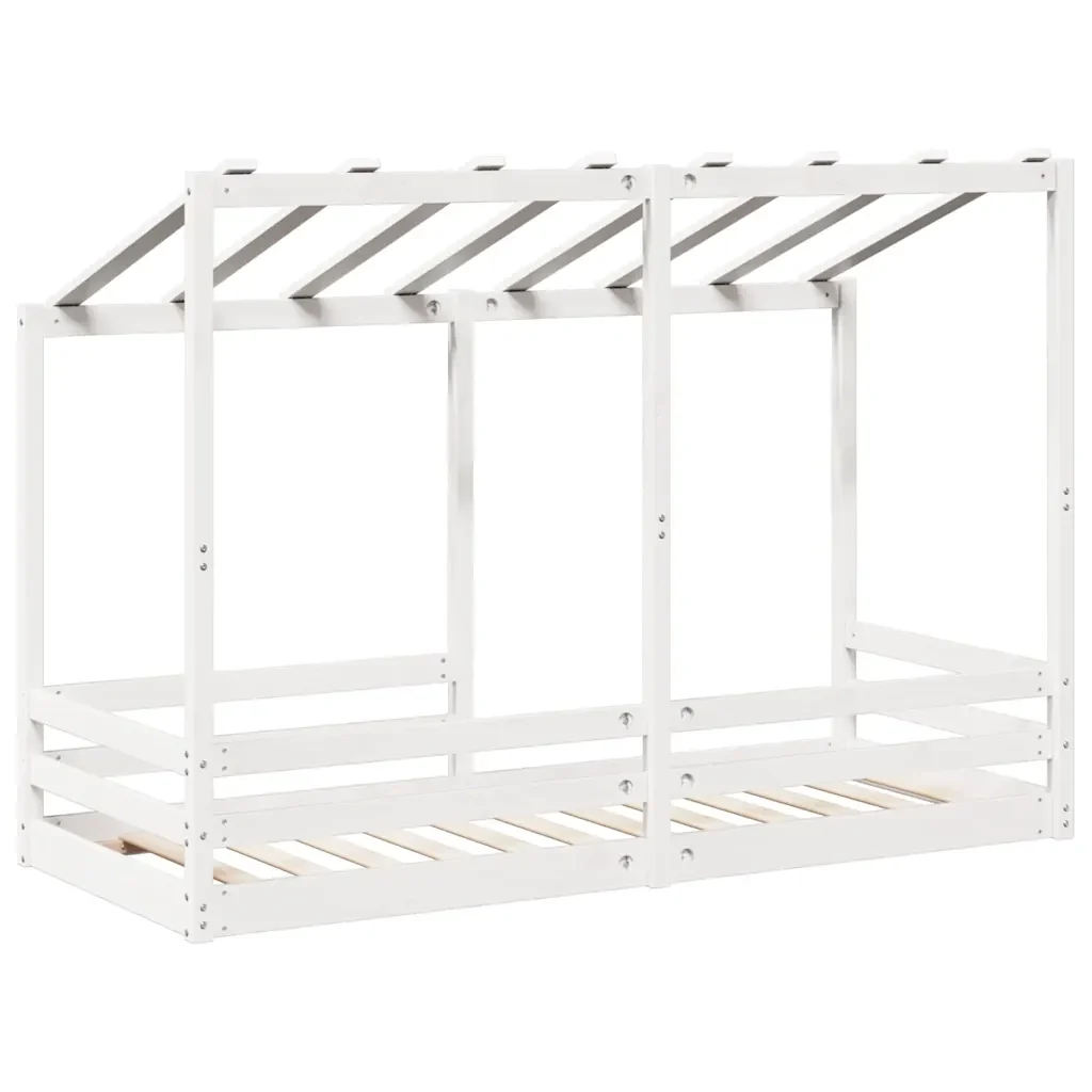 Letto per Bambini con Tetto Bianco 90x190cm Legno Massello Pino 847007 - Image 6