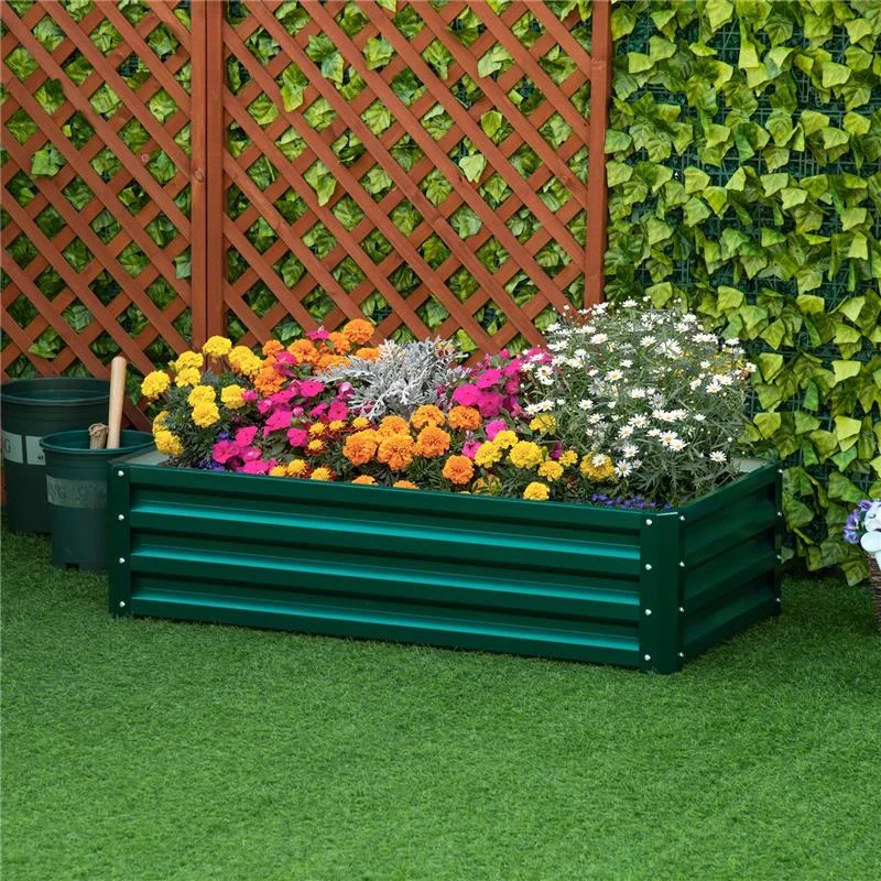LETTO PER ORTO RIALZATO A FONDO APERTO CON RIVESTIMENTO, IN ACCIAIO ZINCATO, 120X60X30.5 CM, VERDE - Image 7