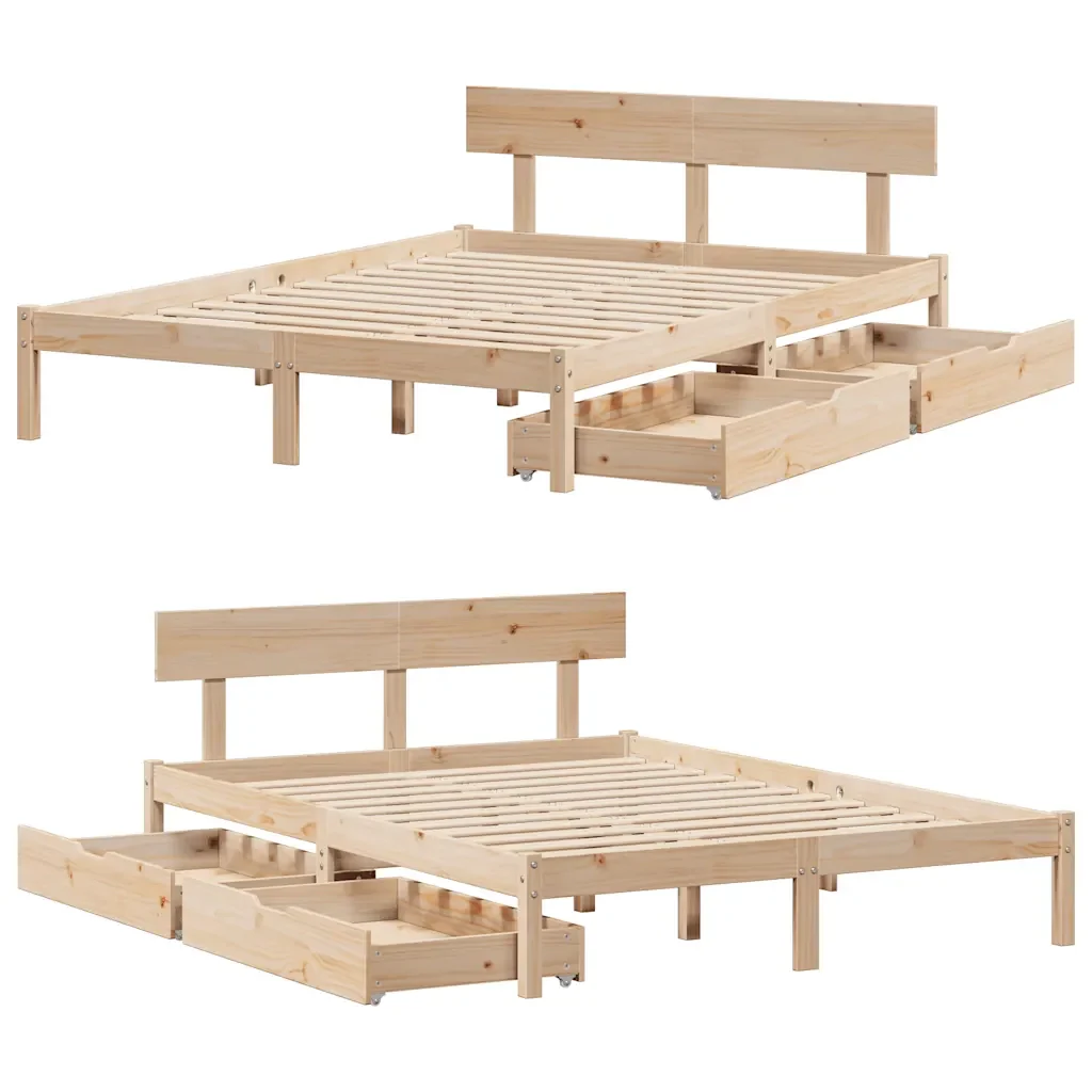Letto senza Materasso 120x200 cm in Legno Massello di Pino 3301512 - Image 9