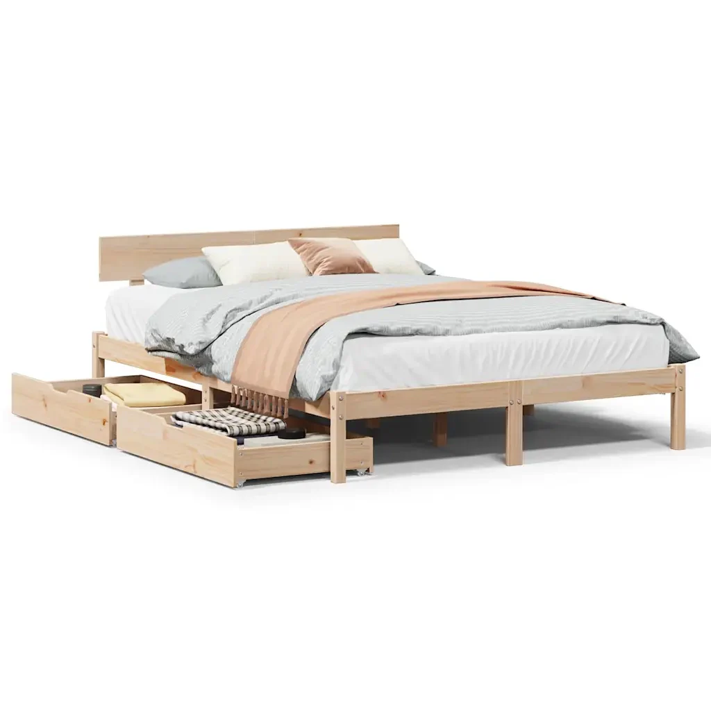 Letto senza Materasso 150x200 cm in Legno Massello di Pino 3301516 - Image 2
